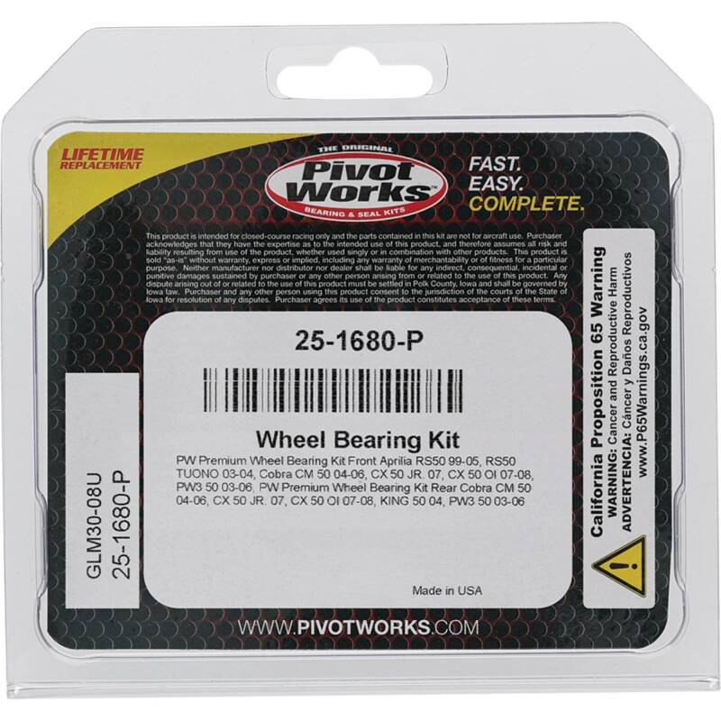 Pivot Works Aprilia, Cobra, Suzuki Wheel Bearing Kit Premium Bearings