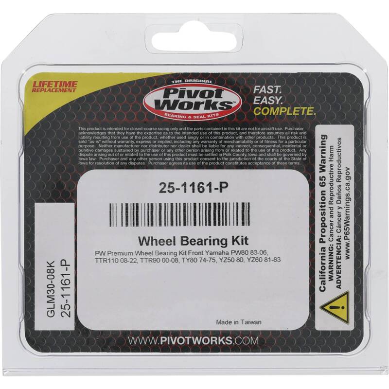 Pivot Works Yamaha Wheel Bearing Kit Premium Bearings