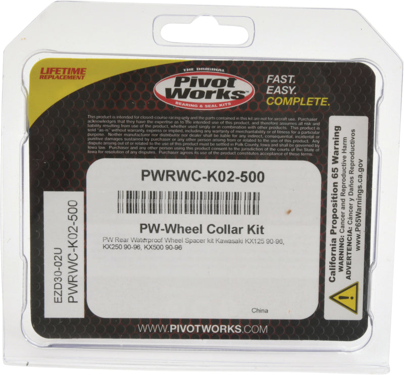 Pivot Works 90-96 Kawasaki KX125 PW Rear Waterproof Wheel Spacer Kit