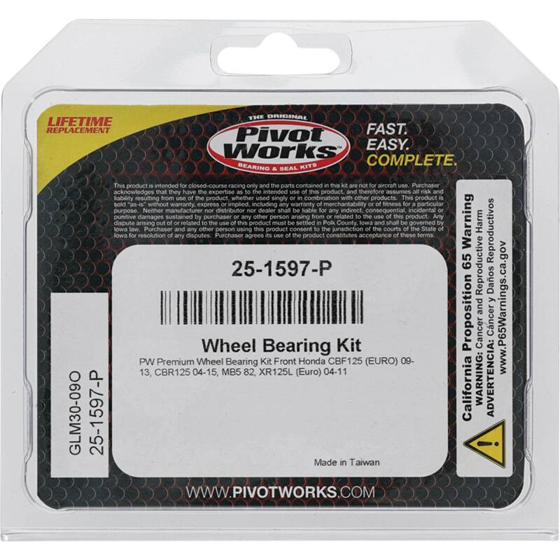 Pivot Works Honda Wheel Bearing Kit Premium Bearings