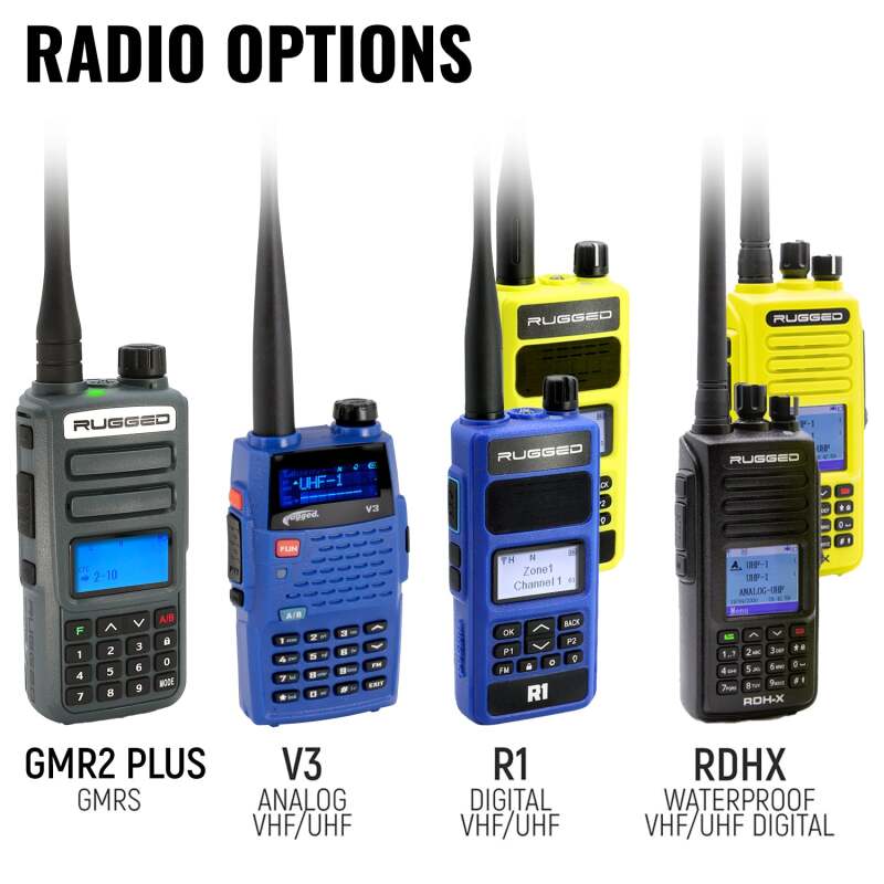 Rugged Radios PATROL Moto Kit - Ear Piece and Hand Mic With V3 - Business Band Radio