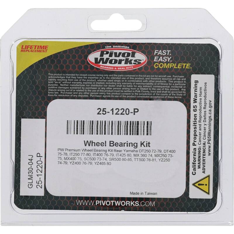 Pivot Works Yamaha Wheel Bearing Kit Premium Bearings