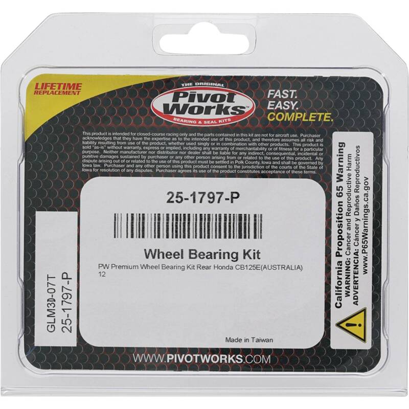 Pivot Works Honda Wheel Bearing Kit Premium Bearings