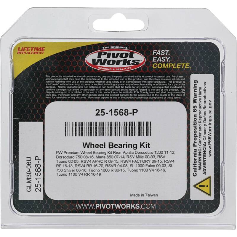 Pivot Works Aprilia Wheel Bearing Kit Premium Bearings