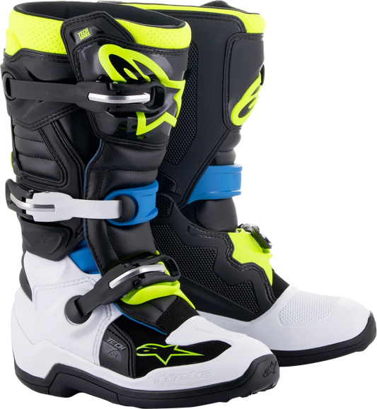 Alpinestars Tech 7S Youth Boots - Black/Enamel Blue/Fluorescent Yellow - US 3