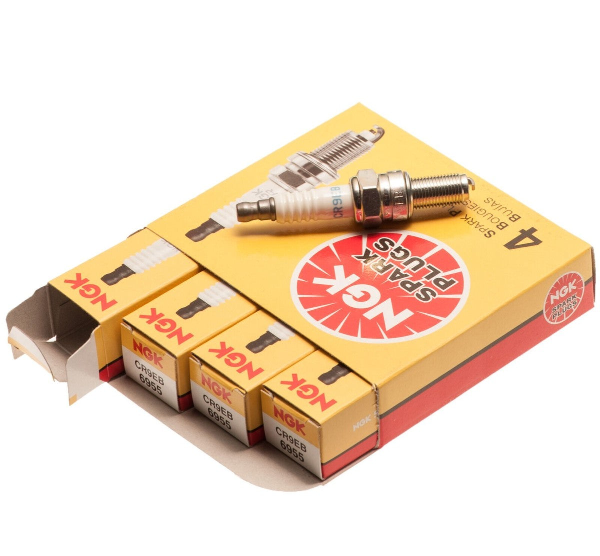 NGK CR9EB Nickel Spark Plug (Box of 4) - One Step Colder than OEM - KTM / Husqvarna / Gas Gas 50cc / 65cc / 85cc