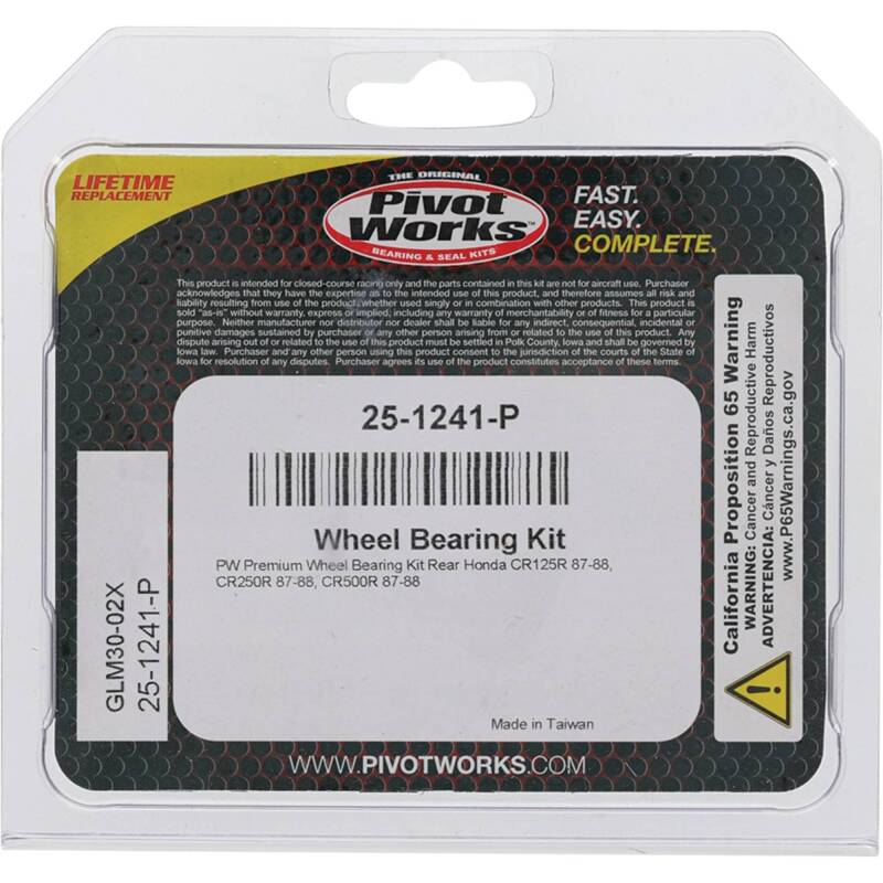 Pivot Works Honda Wheel Bearing Kit Premium Bearings