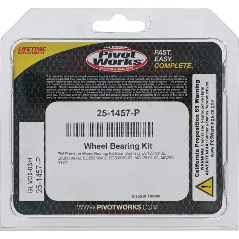 Pivot Works Gas-Gas Wheel Bearing Kit Premium Bearings