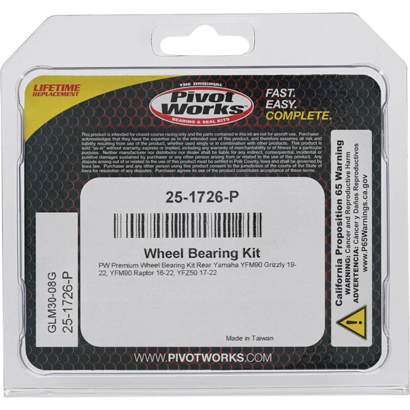 Pivot Works Yamaha Wheel Bearing Kit Premium Bearings