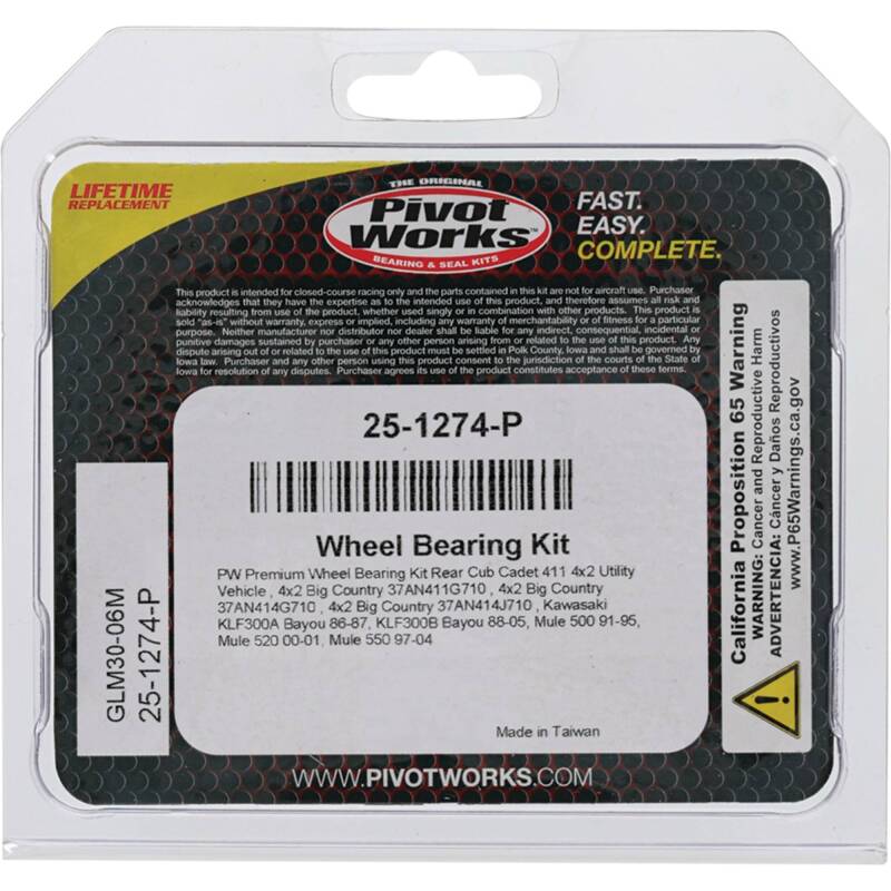 Pivot Works Cub Cadet, Kawasaki Wheel Bearing Kit Premium Bearings