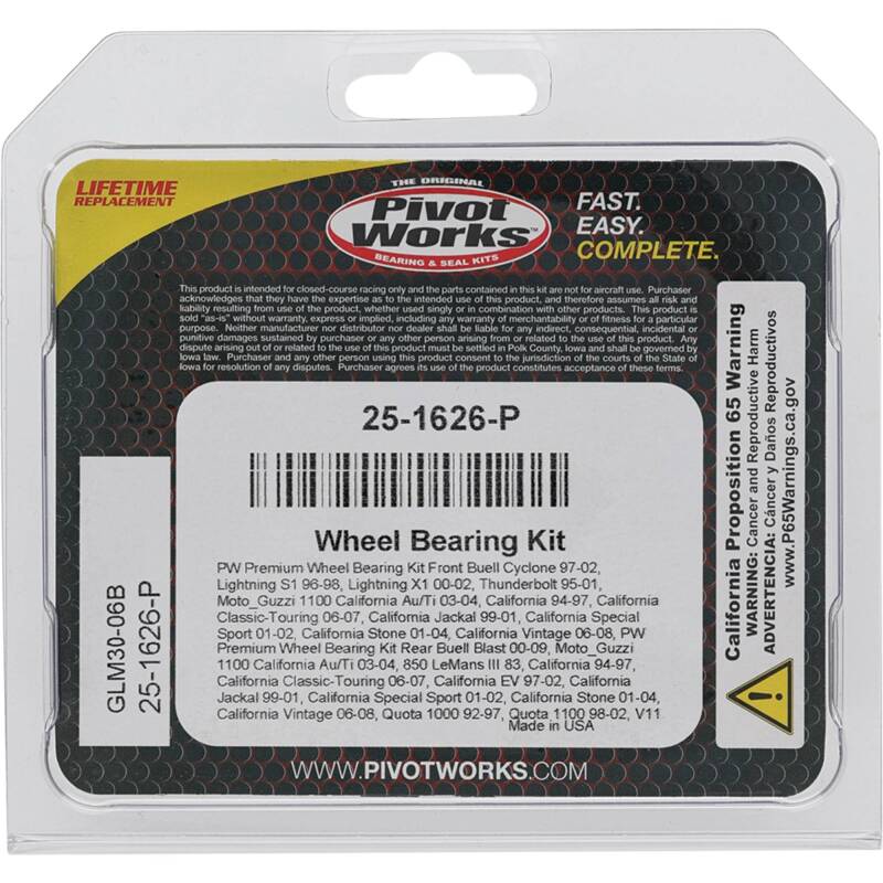 Pivot Works Buell, Moto_Guzzi Wheel Bearing Kit Premium Bearings