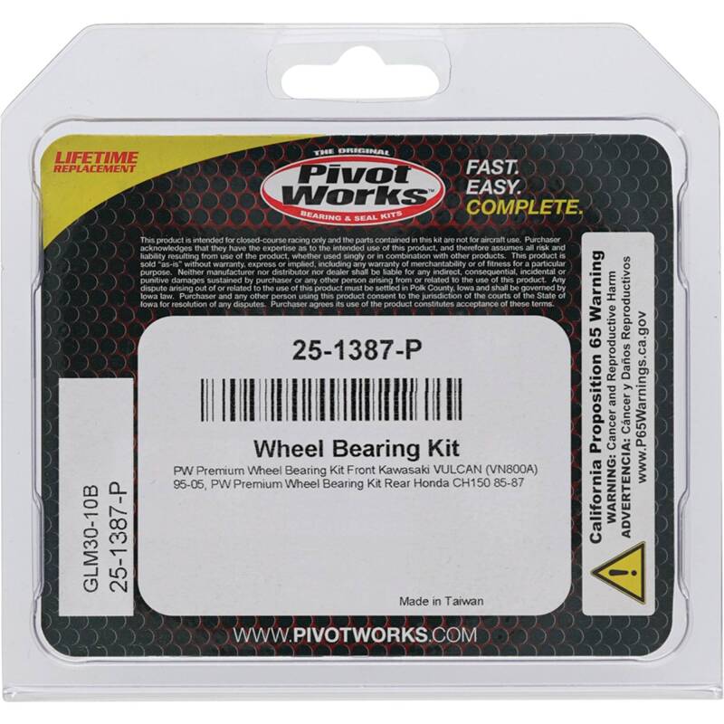 Pivot Works Honda, Kawasaki, Suzuki Wheel Bearing Kit Premium Bearings