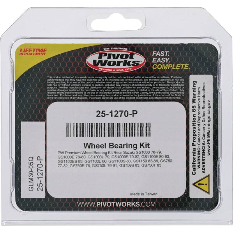 Pivot Works Suzuki Wheel Bearing Kit Premium Bearings